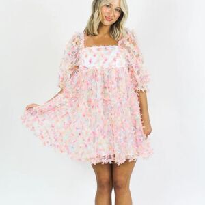 PIXIE DUST PUFF DRESS- multicolor pink
